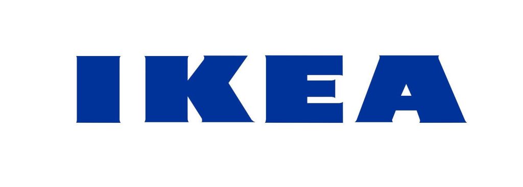 Minimalist IKEA logo wallpaper blue text on white background clean modern desktop design