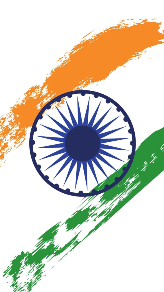Minimalist Indian Flag Wallpaper: Saffron, White, Green & Ashoka Chakra