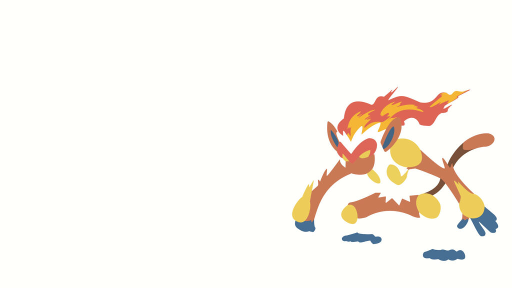 Minimalist Infernape Wallpaper: Bold Design on Clean White Background