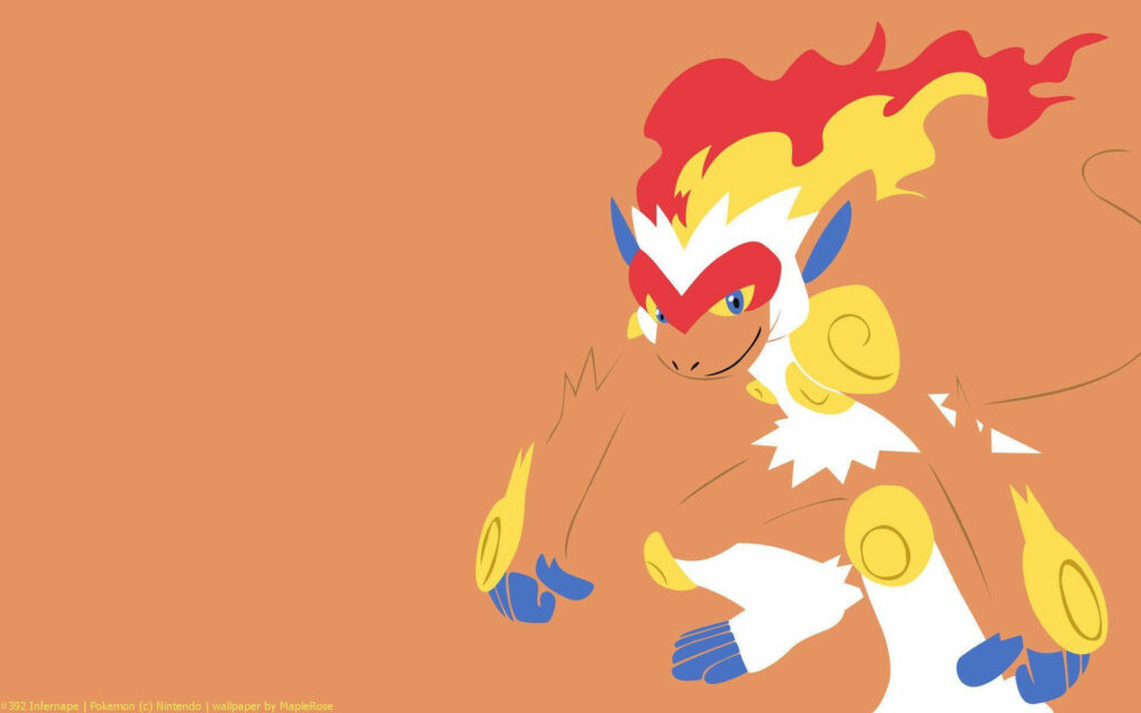 Minimalist Infernape Wallpaper - Bold Colors on Light Orange Background