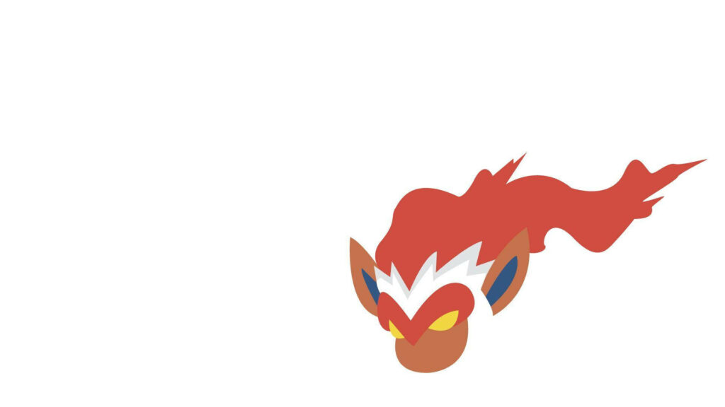 Minimalist Infernape Wallpaper: Bold Shapes on Clean White Background