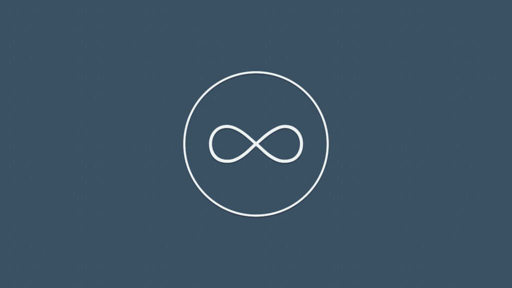 Minimalist White Infinity Symbol Wallpaper on Deep Teal Background