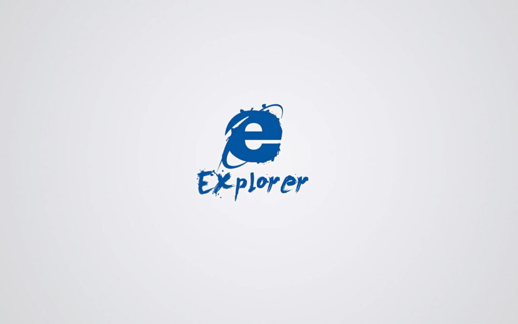 Minimalist Internet Explorer wallpaper with blue browser logo and stylized text on white background