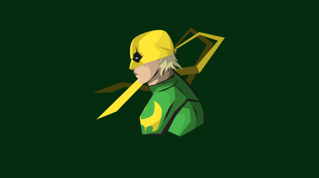 Minimalist Iron Fist Wallpaper: Modern Green & Yellow Design