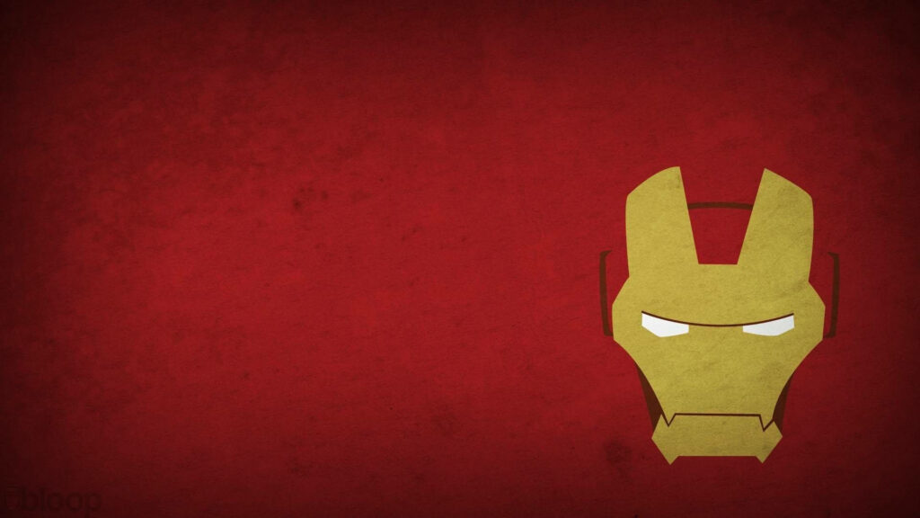 Minimalist Iron Man Helmet Wallpaper on Textured Red Background