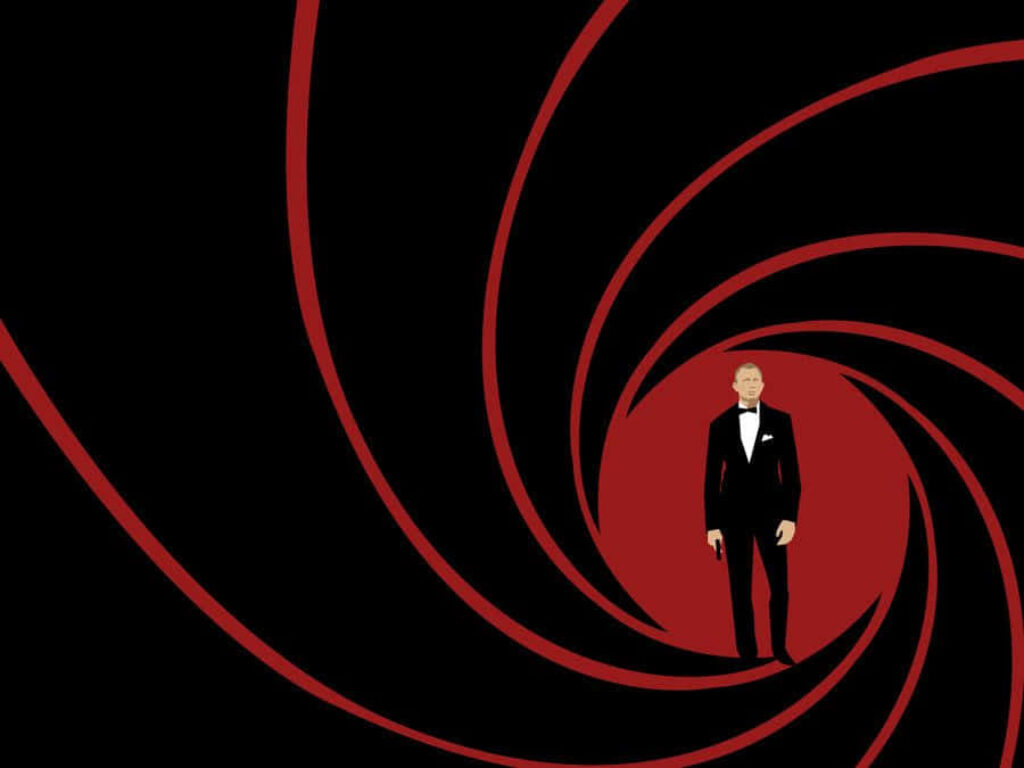 Minimalist James Bond Wallpaper: Iconic Gun Barrel Design in Red & Black