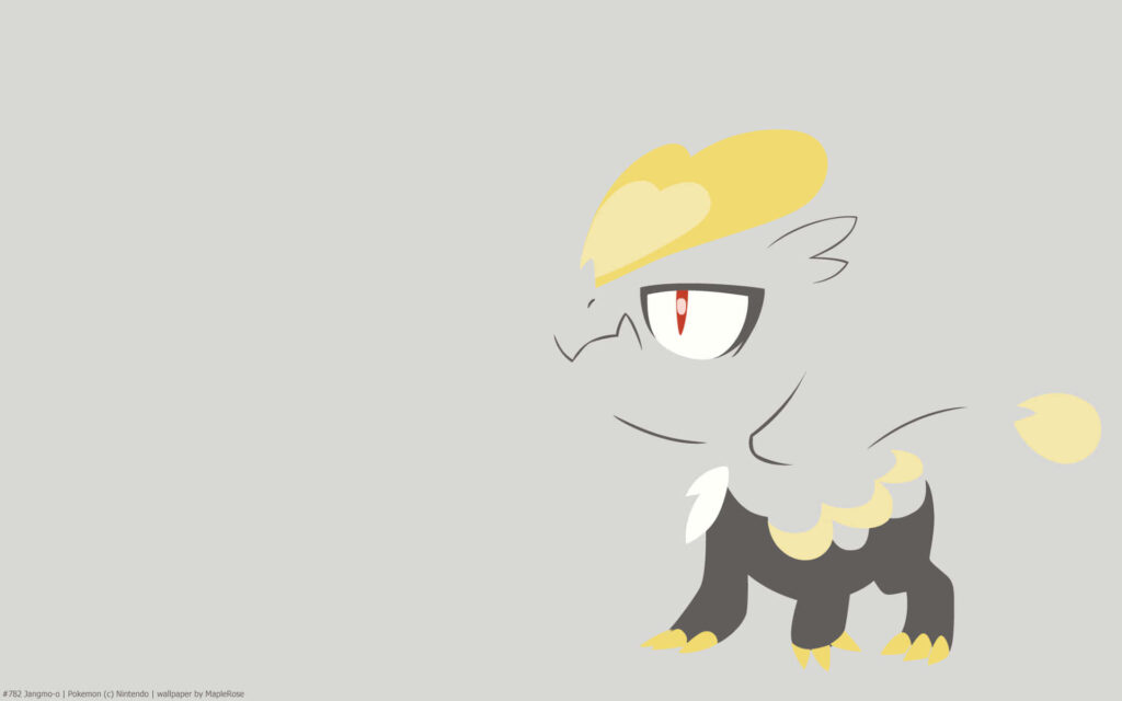 Minimalist Jangmo-o Wallpaper on Gray Background - Pokémon Art