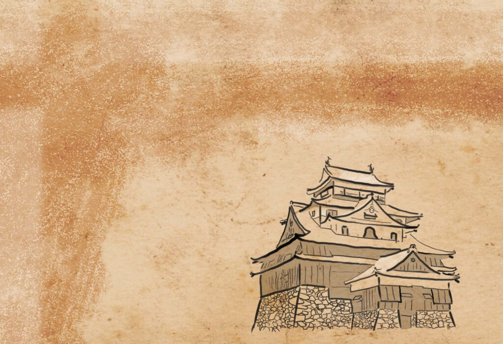 Minimalist Japanese House Wallpaper on Textured Beige Background