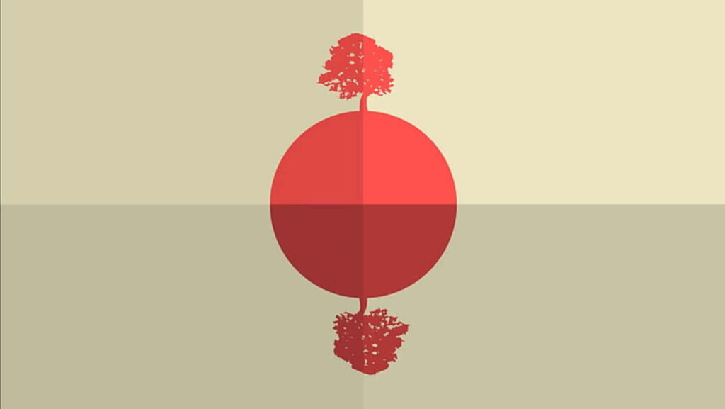 Minimalist Japanese Wallpaper with Symmetrical Red Circle Design