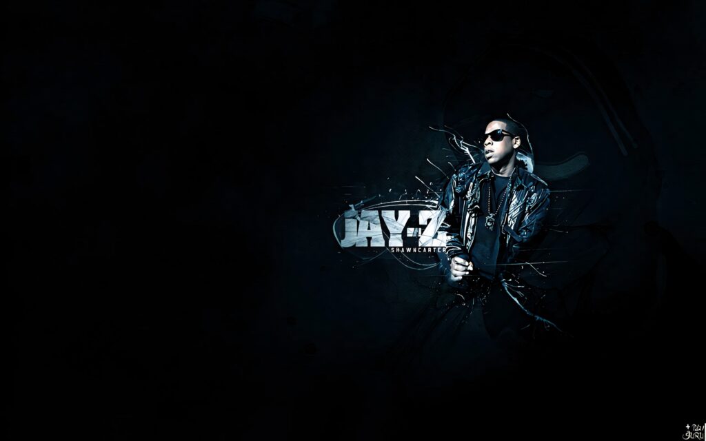 Minimalist Jay-Z wallpaper dark stylish background with bold name modern rapper portrait