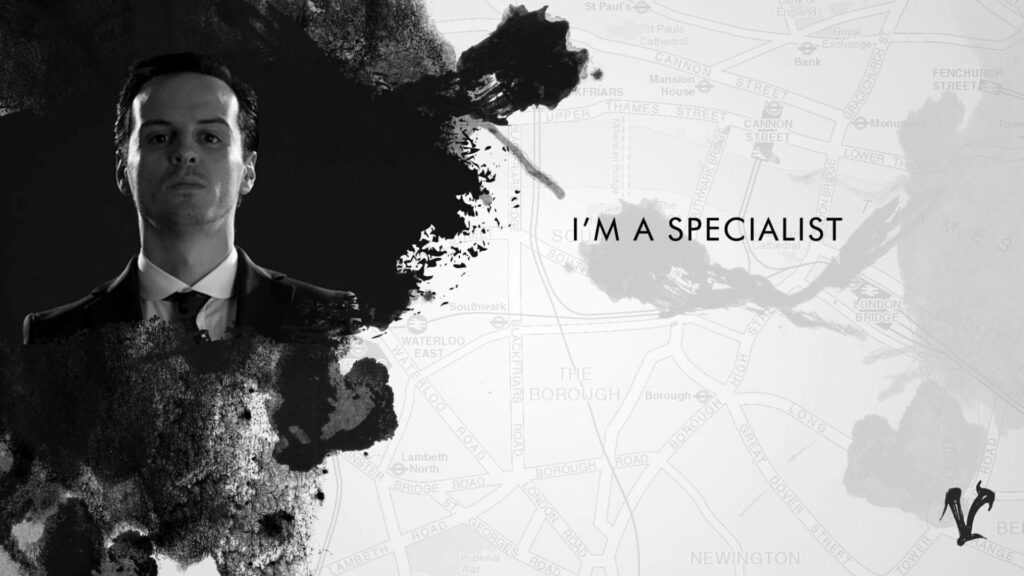 Minimalist Jim Moriarty Wallpaper: Monochrome Splash & Map Design