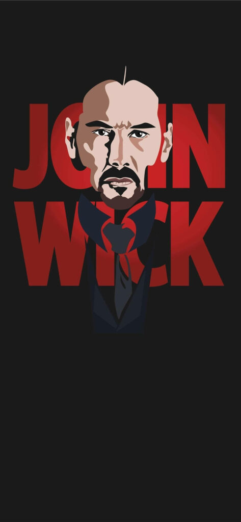 Minimalist John Wick Wallpaper: Bold Vector Art on Black Background