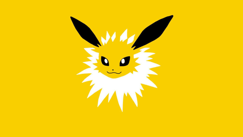 Minimalist Jolteon Wallpaper on Bright Yellow Background
