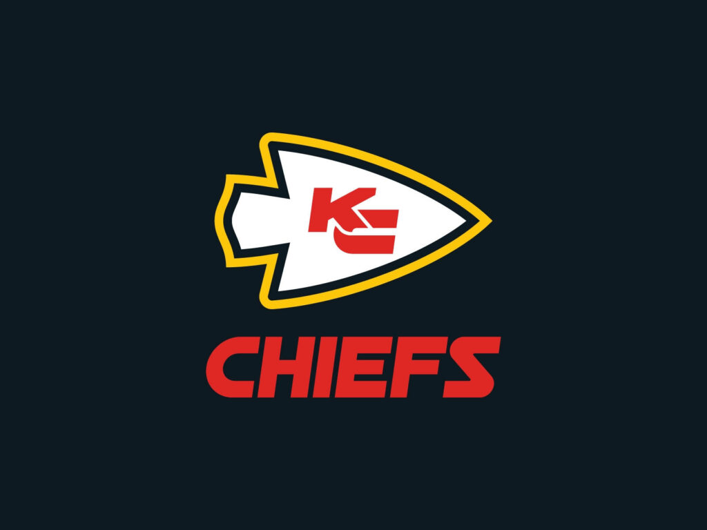 Minimalistic Kansas City Chiefs logo with bold red arrowhead on dark background wallpaper