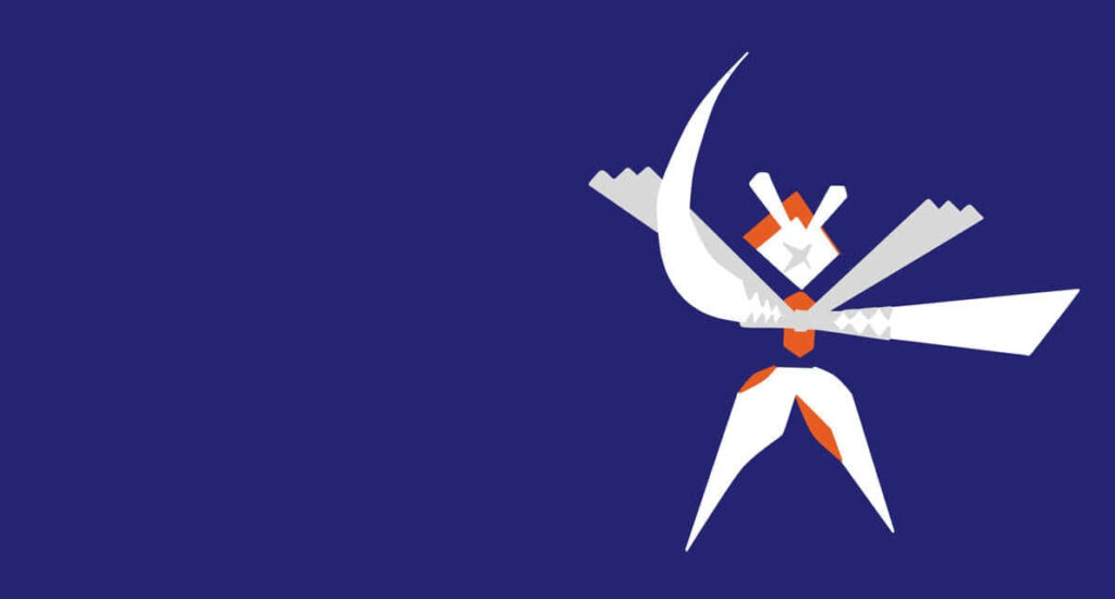 Minimalist Kartana Wallpaper on Bold Blue Background