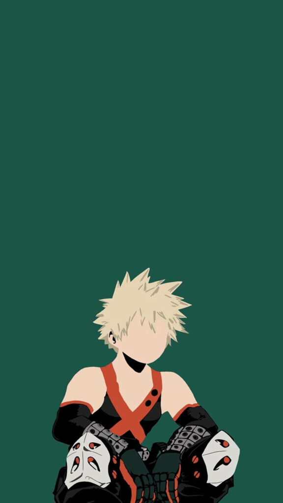 Minimalist Katsuki Bakugo Wallpaper on Dark Green Background