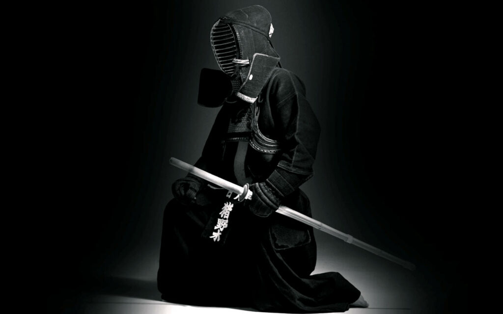 Minimalist Kendo Warrior Wallpaper: Calm Black & White Design