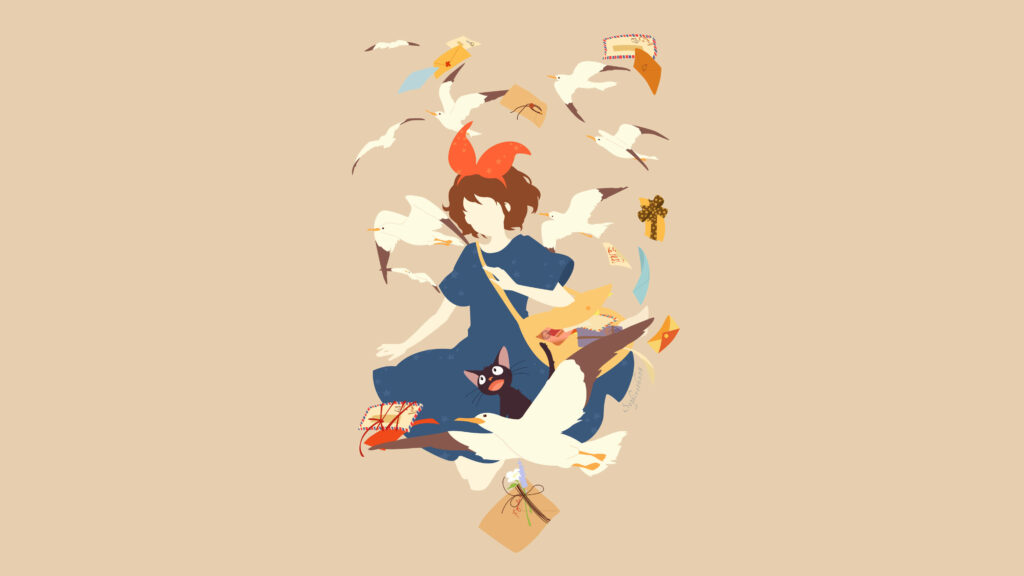 Whimsical Kiki's Delivery Service Vector Art Wallpaper Background