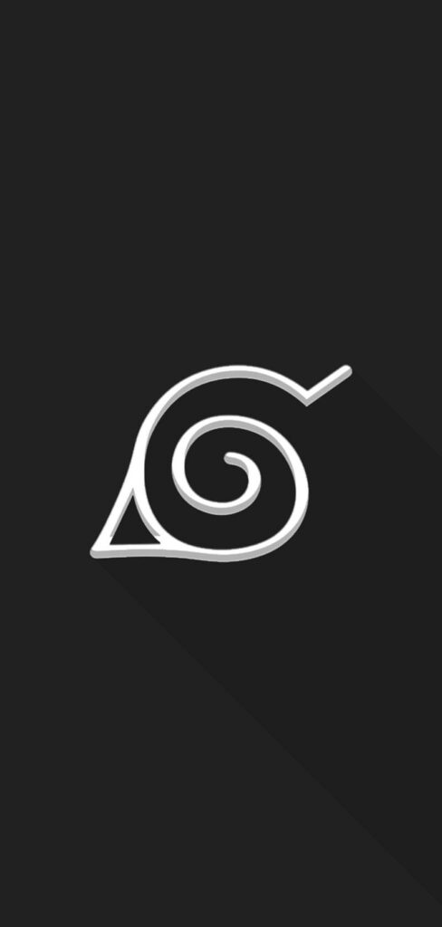 Minimalist Konoha Wallpaper: Elegant Anime Design on Black Background