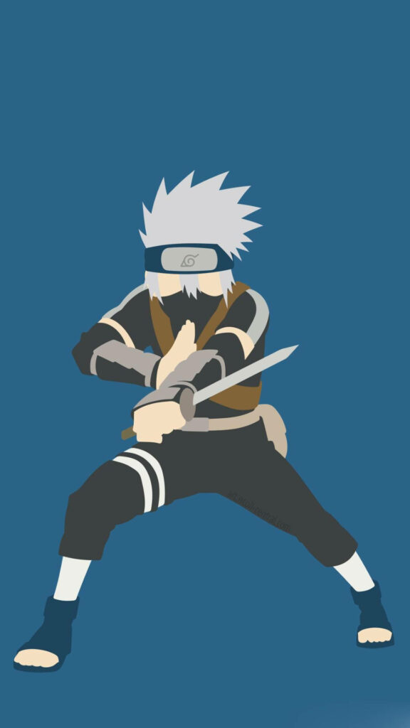 Stylized Combat Character Wallpaper for iPhone in Blue Background