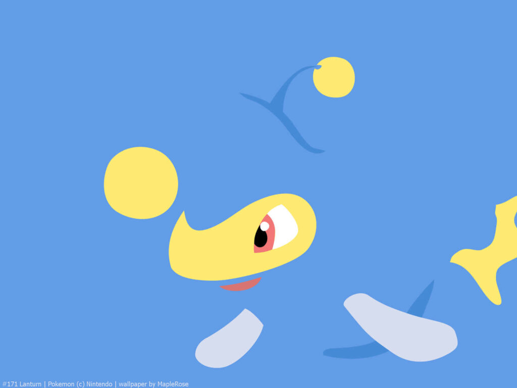 Minimalist Lanturn Wallpaper: Bold Pokémon Art on Blue Background