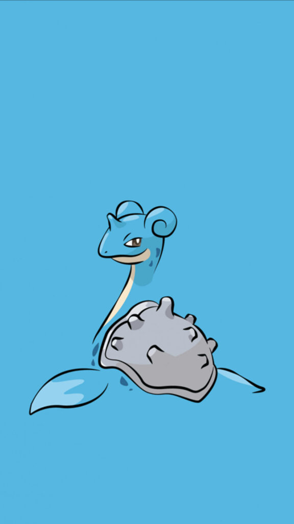 Serene Minimalist Lapras Wallpaper on Solid Blue Background