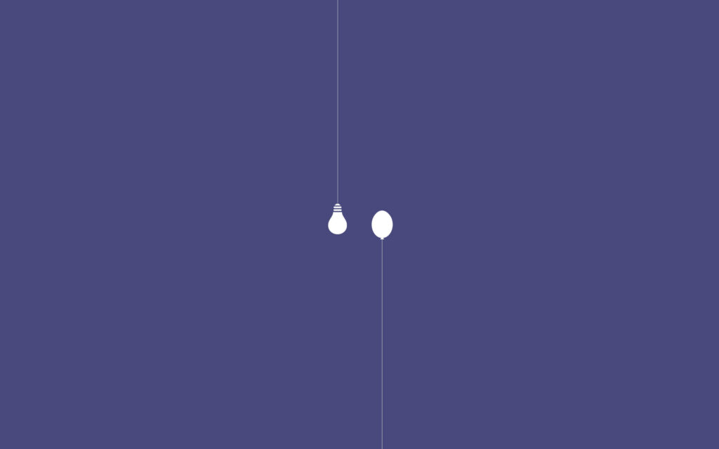Minimalist Blue Laptop Wallpaper: Lightbulb & Balloon Design