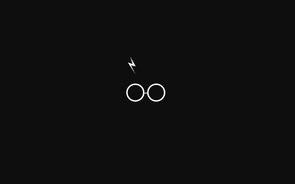 Minimalist Wizard Laptop Wallpaper: Round Glasses & Bolt Symbol