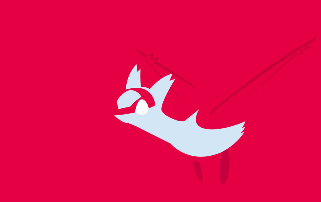 Minimalist Latias Wallpaper on Bold Red Background - Sleek Design