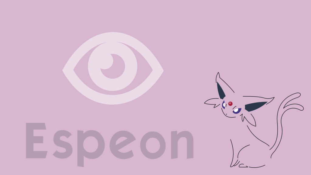 Minimalist Lavender Wallpaper with Psychic Eye & Espeon Drawing