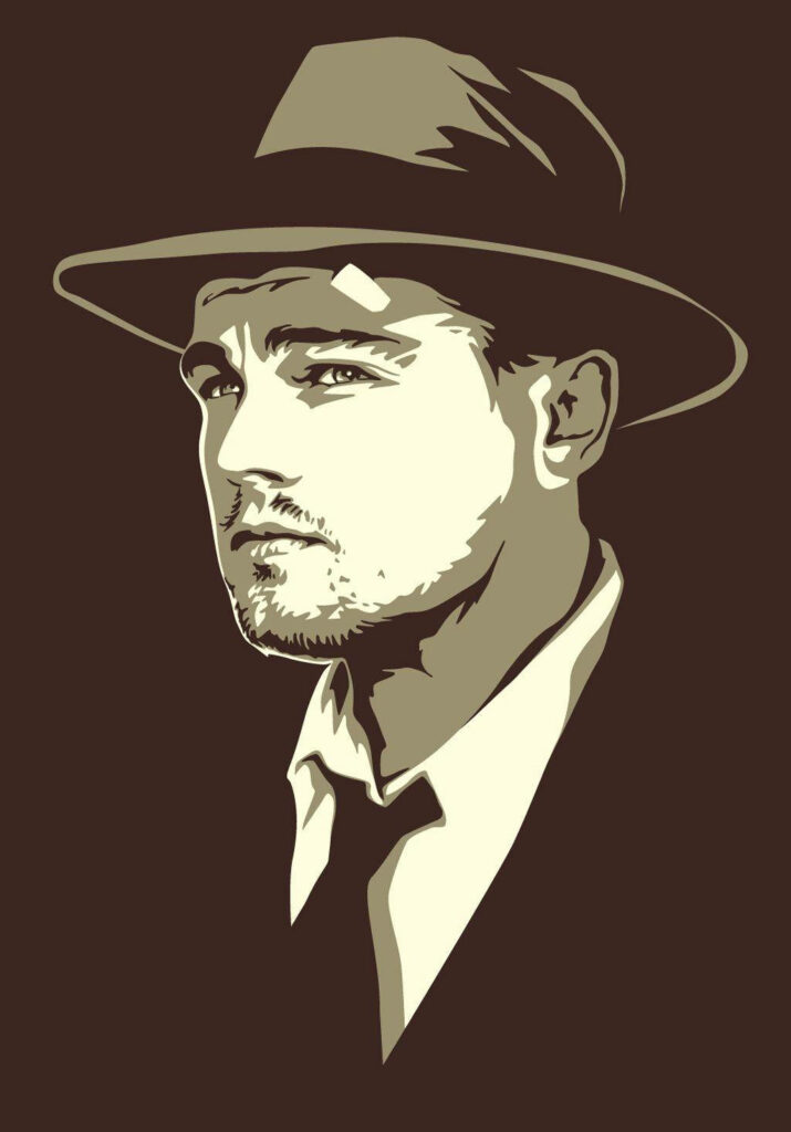 Minimalist Vector Art Wallpaper of Leonardo DiCaprio in Shutter Island