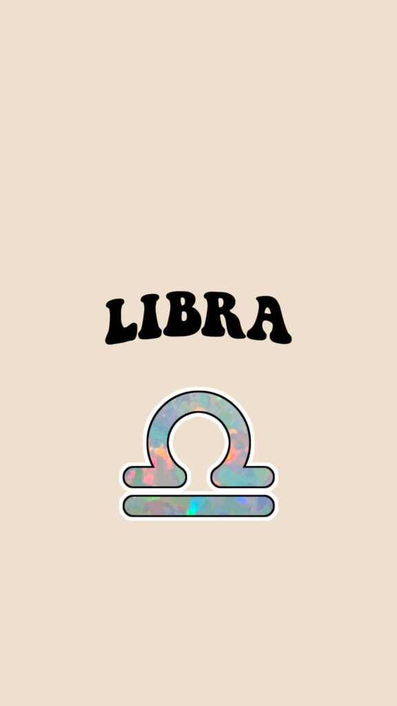 Minimalist LIBRA Wallpaper: Retro Font with Pastel Zodiac Symbol