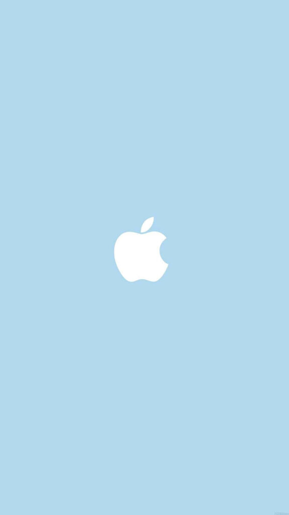 Minimalist Apple Logo Wallpaper on Light Blue Background