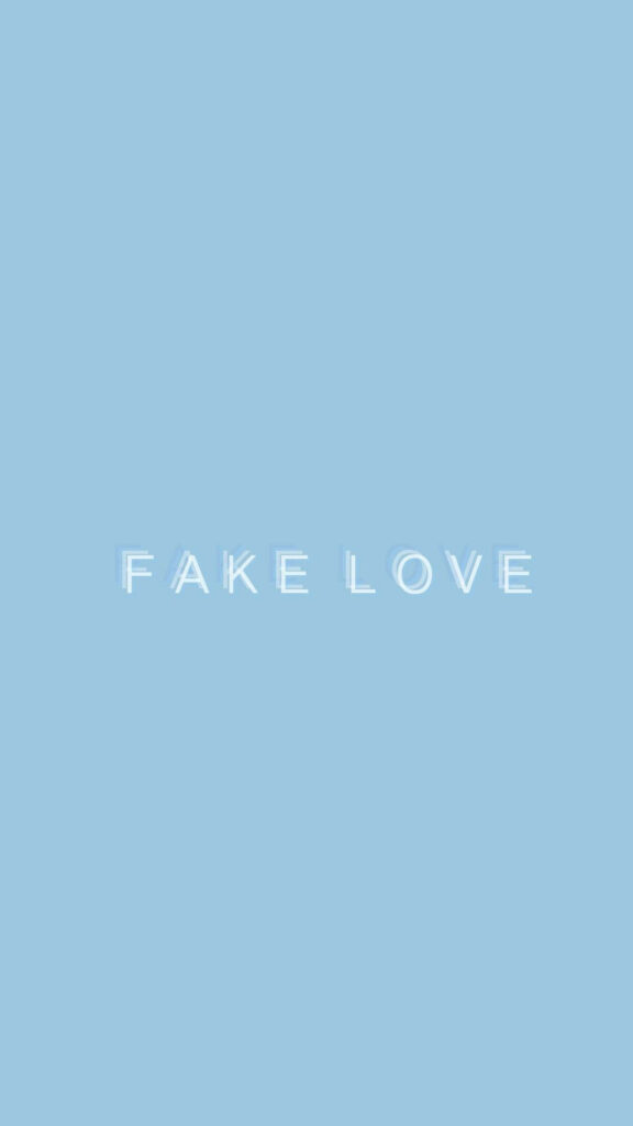 Minimalist Light Blue iPhone Wallpaper: FAKE LOVE Design