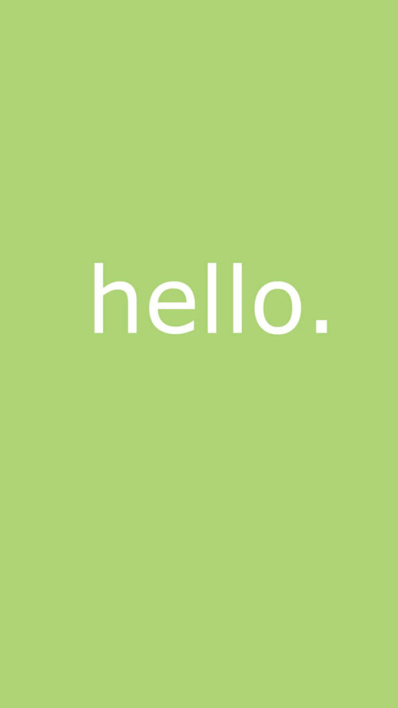 Minimalist Light Green Wallpaper with 'Hello' in White Text