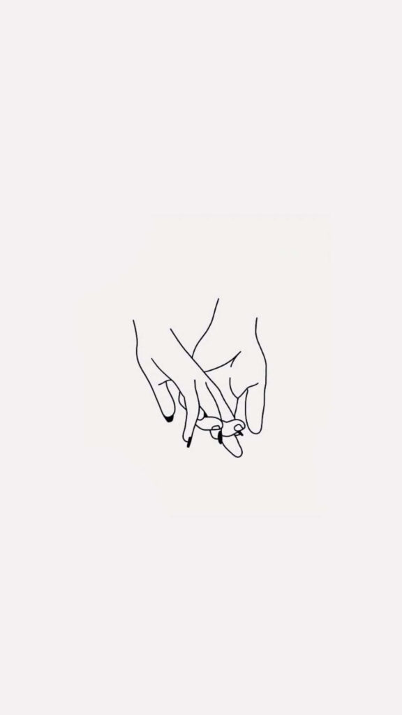 Minimalist Line Drawing of Hands Holding: Symbol of Connection Wallpaper