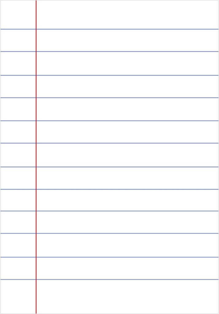 Minimalist lined notebook paper wallpaper with white background blue lines and red margin border