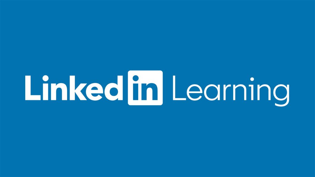 Minimalist LinkedIn Learning wallpaper with white logo on vibrant blue background for professionals