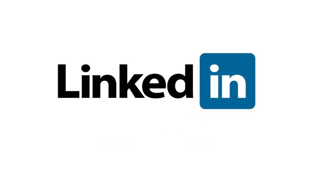 Minimalist desktop wallpaper with original LinkedIn logo black Linked text and blue in icon