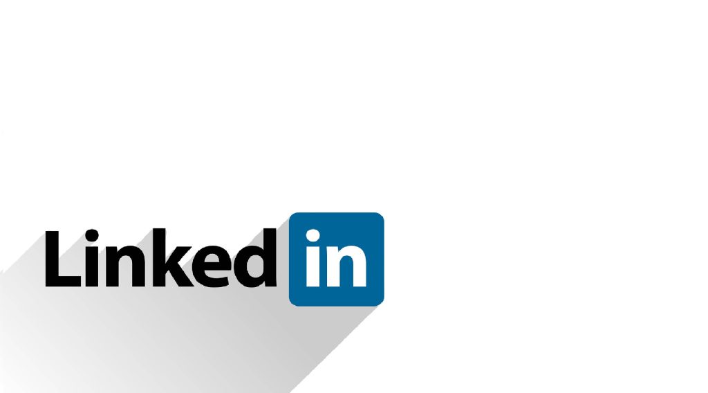 Minimalist LinkedIn logo wallpaper with blue in square and diagonal shadow on white background