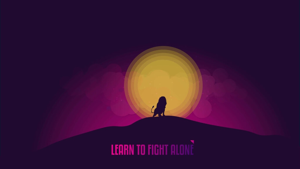Minimalist Lion Wallpaper: Inspiring Quote on Vibrant Background