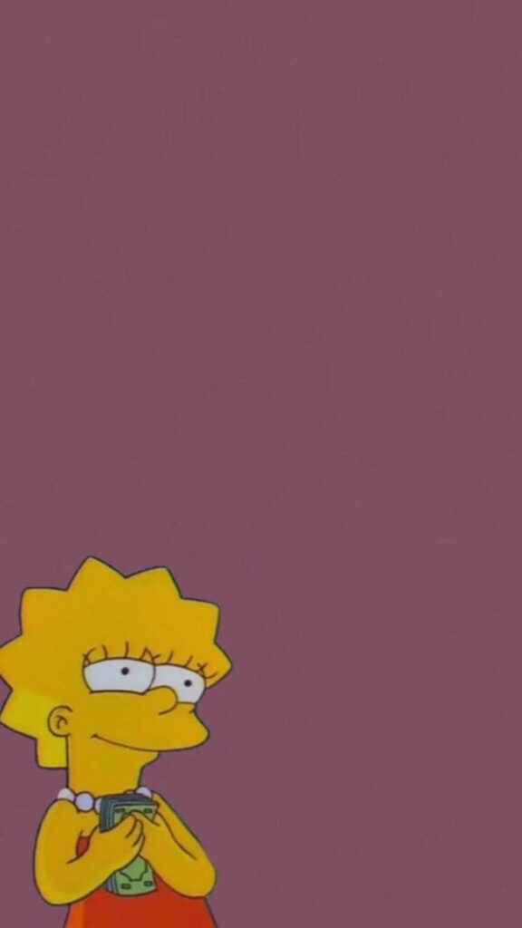 Minimalist Lisa Simpson Wallpaper: Money & Muted Background Aesthetic
