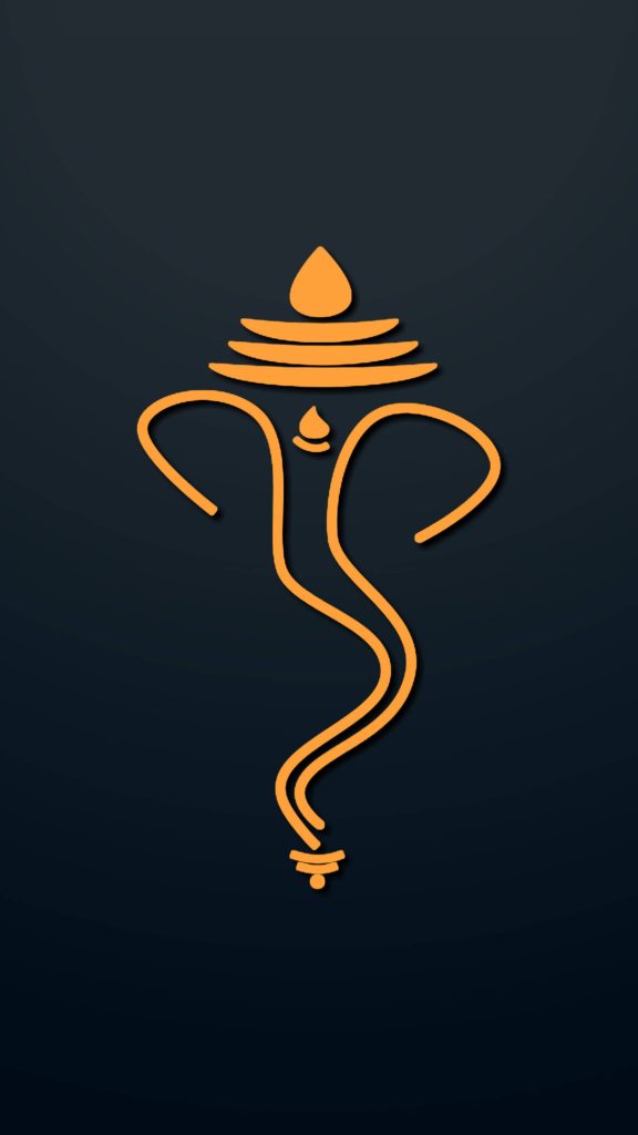 Minimalist golden Lord Ganesha digital art on dark background elegant Hindu deity wallpaper