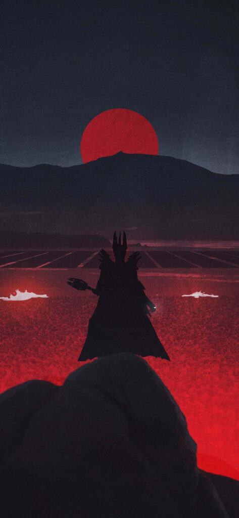 Minimalist Lord of the Rings Wallpaper: Dark Figure & Eerie Landscape