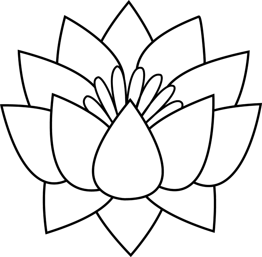 Minimalist Lotus Flower Line Art Wallpaper on Transparent Background