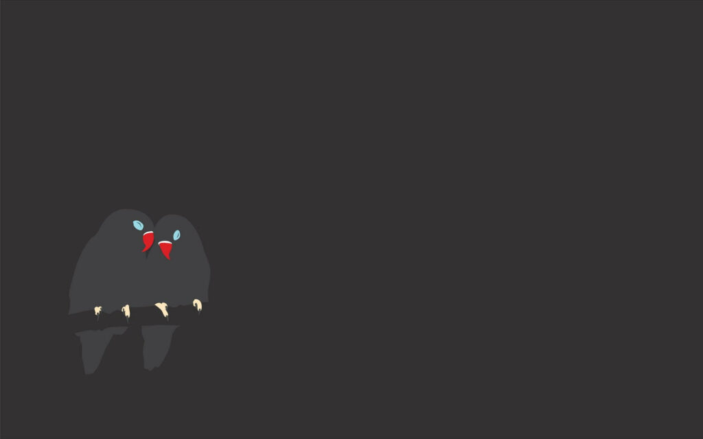 Minimalist Lovebirds Wallpaper: Modern Design in Grey & Red