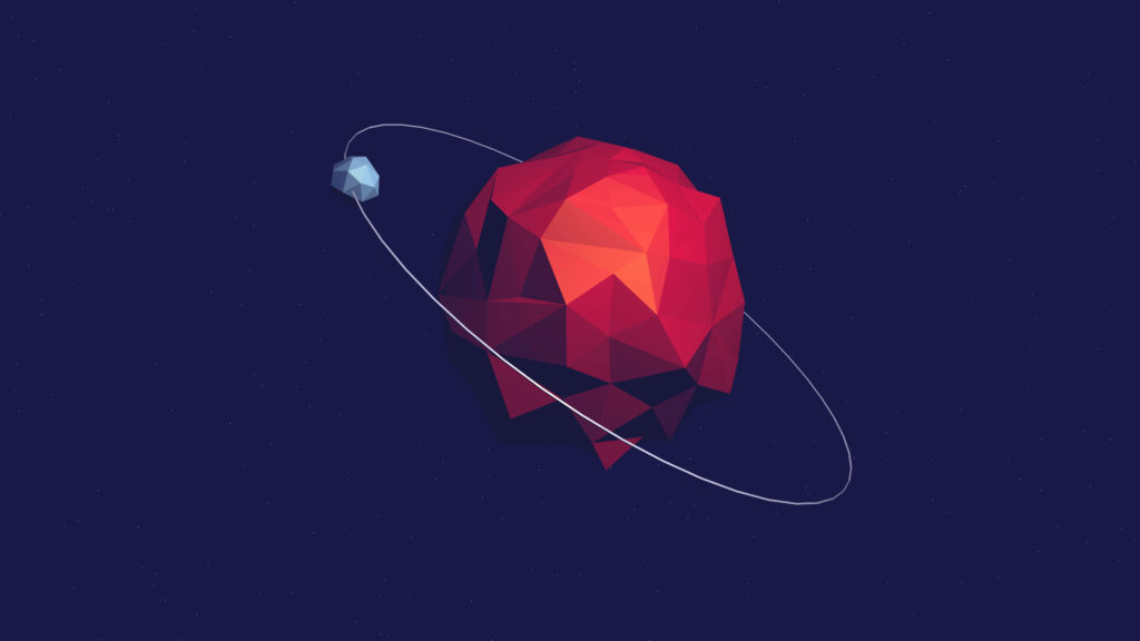 Minimalist Low Poly Red Planet & Blue Moon 4K Wallpaper