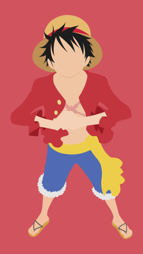 Minimalist Luffy Phone Wallpaper: Bold Vector Art Design