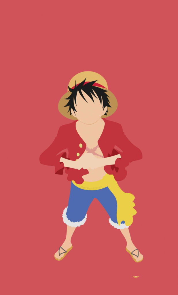 Minimalist Luffy: Vibrant One Piece Phone Wallpaper