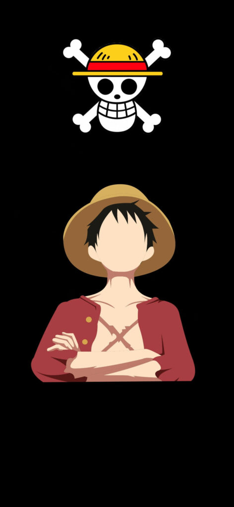 Minimalist Luffy Wallpaper: Faceless Design with Straw Hat Pirates Logo